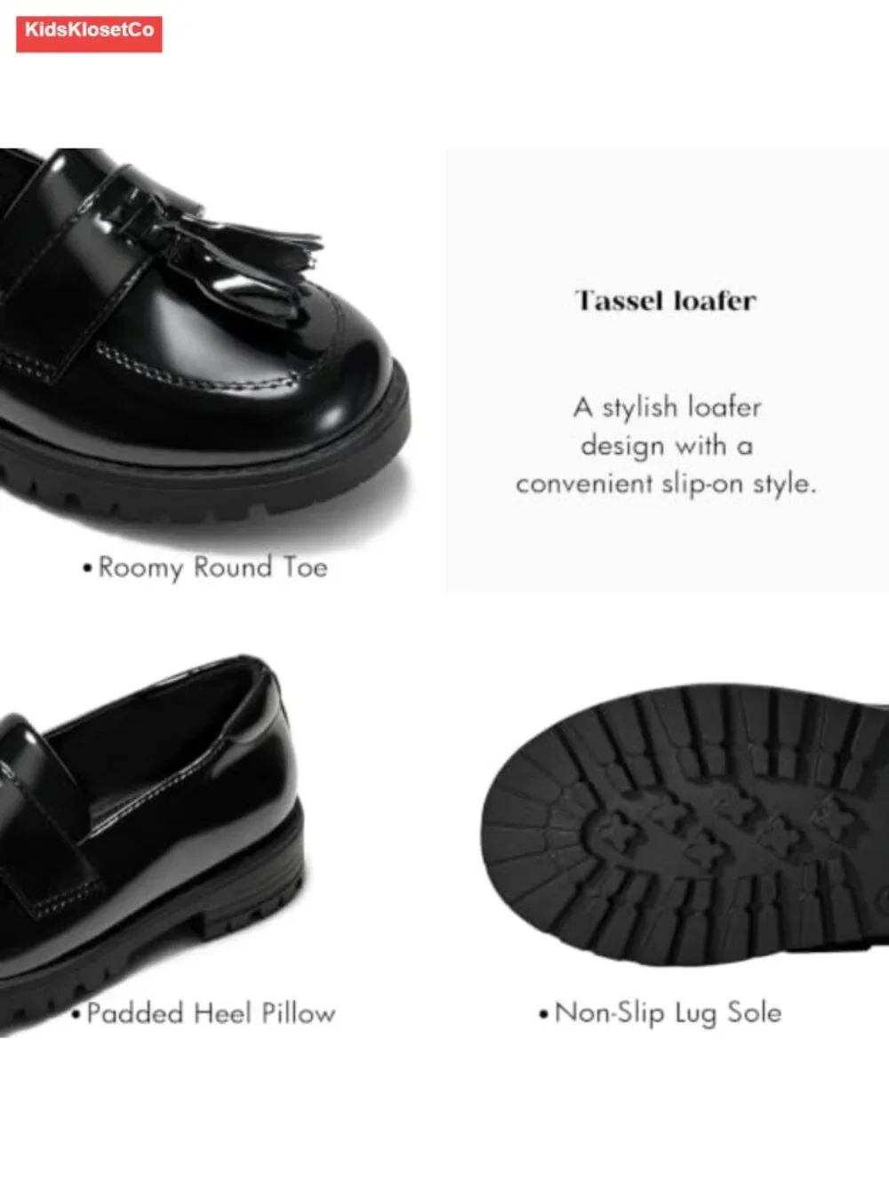 Girls Platform Loafers Tassel Slip On Faux Leather School Shoes